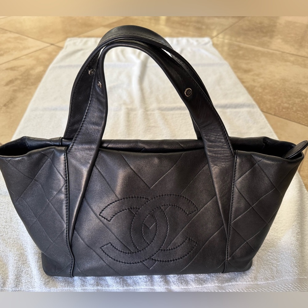 Chanel Chevron CC all day long Boston Handbag- authentic